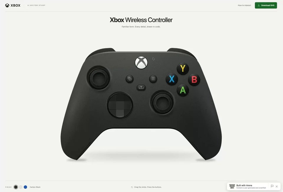 Xbox 컨트롤러 SVG 실제 결과 화면